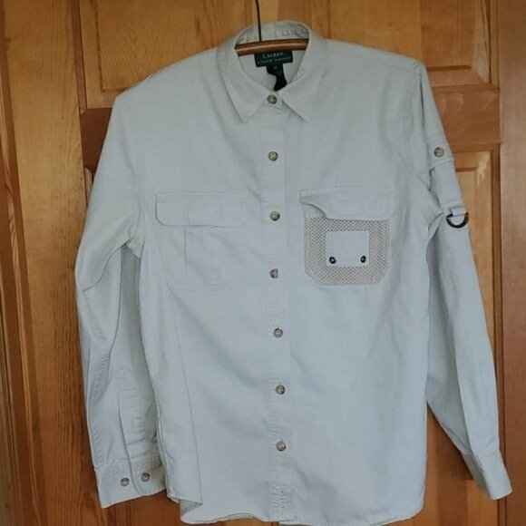 Lauren Ralph Lauren Embroidered Hiking Fisherman Casual Button Down Sz M Shirt - Picture 2 of 12
